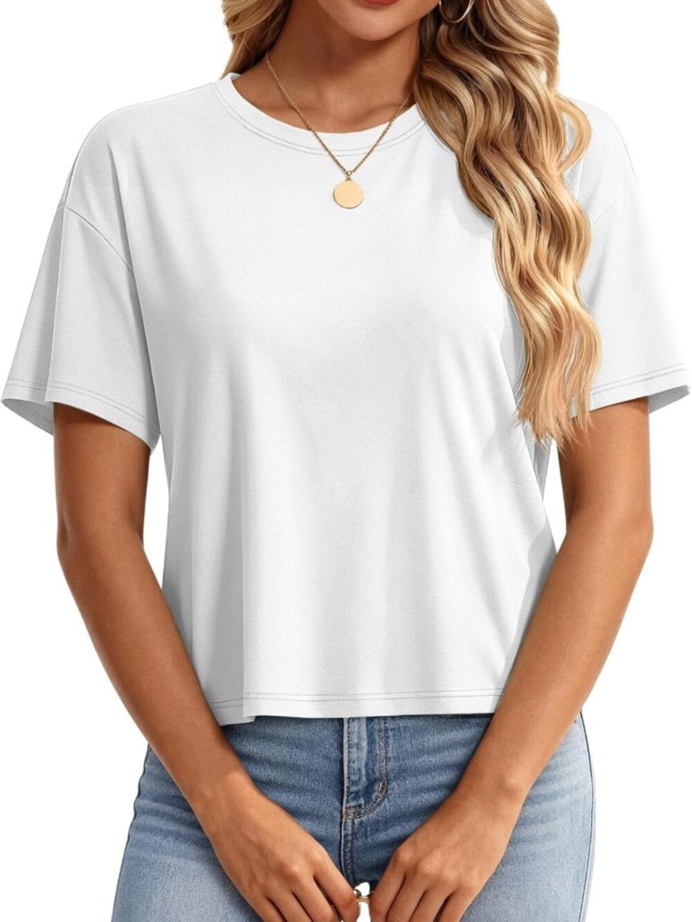 Summer Cotton Loose Fit Women's Crop Top - Casual Basic Tee for Everyday Wear